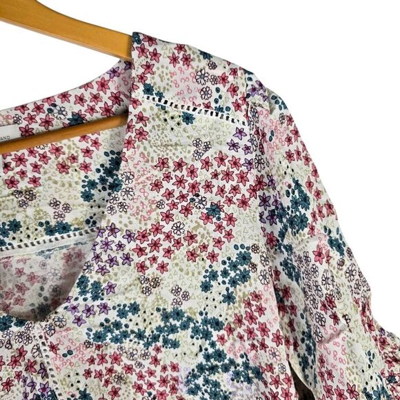 Lucky Brand Floral Print Blouse - Red, Green, White - Picture 2 of 5